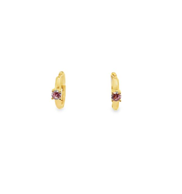 Creole 925/000 Silber gelb vergoldet mit rosa Zirkonia