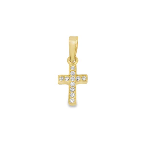 Kreuz in Gelbgold 585/000 mit Zirkonia