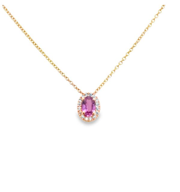 Collier in Rosègold 585/000 mit pink Safir und Diamanten