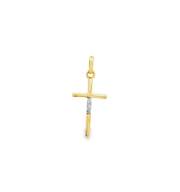 Kreuzanhänger in Gelbgold 585/000 mit Zirkonia