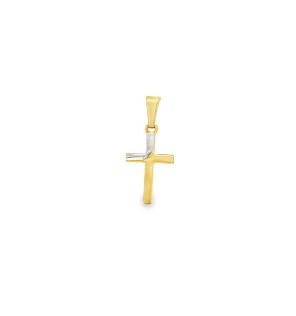 Kreuzanhänger in Gelb- und Weißgold 585/000