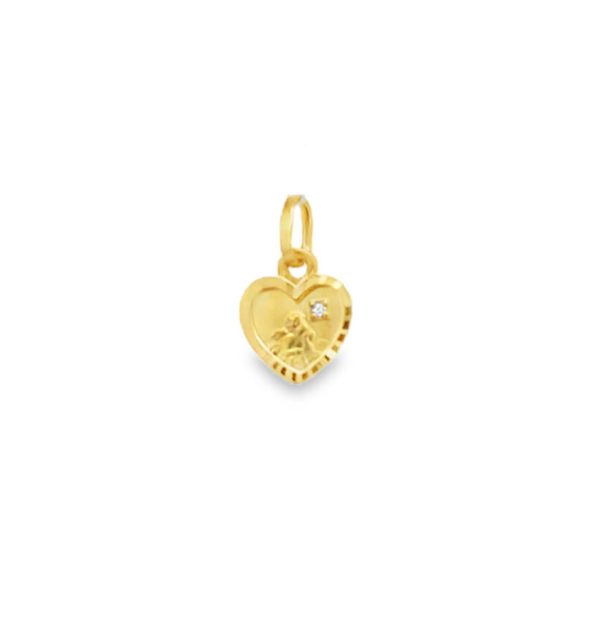 Herzanhänger Schutzengel in Gelbgold 585/000 mit Zirkonia
