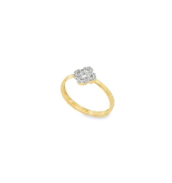 Ring aus 585/000 Gelbgold mit Kleeblatt aus Zirkonia