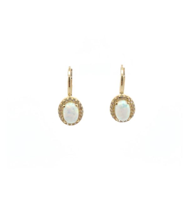 Ohrring aus 585/000 Gelbgold mit Opal und Zirkonia