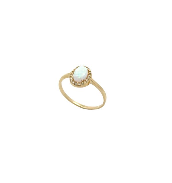 Ring aus 585/000 Gelbgold mit Opal und Zirkonia