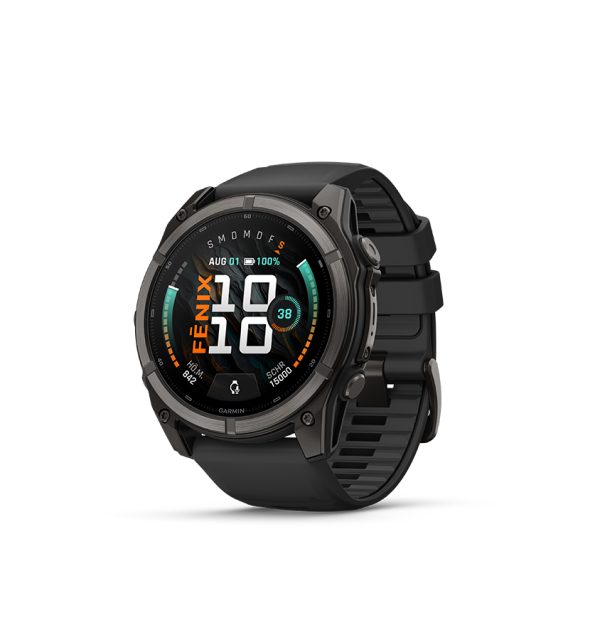 fēnix® 9 – 51 mm, Schwarz/Carbongrau DLC Titan mit Silikon Armband