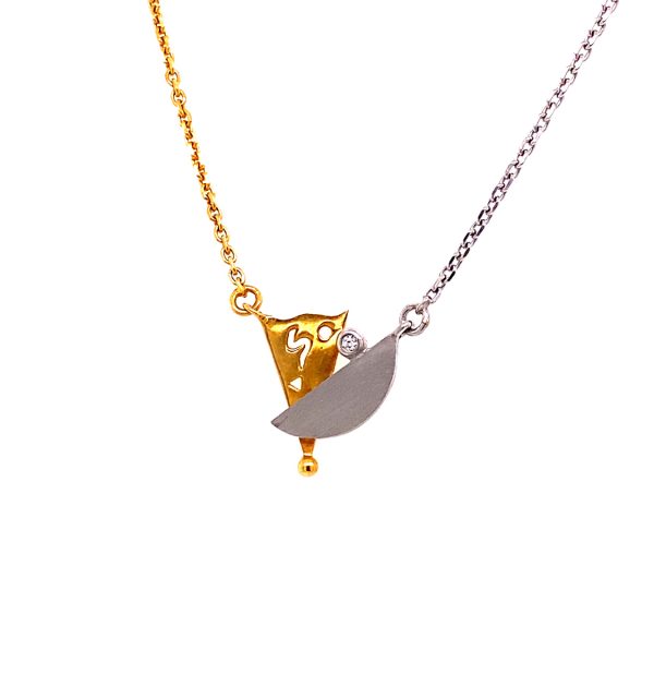 Collier bicolor in Gelbgold 585/000 mit Platin und Diamant