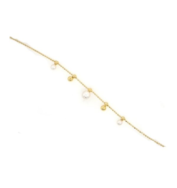 Silberarmband vergoldet 925/000 mit Perlen und Kugeln