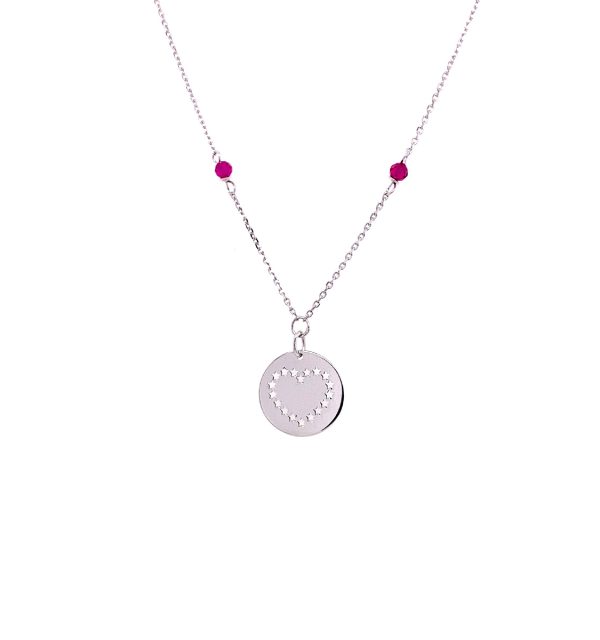 Collier Weißgold 585/000 mit Herz und Quarz