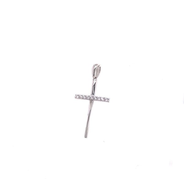 Kreuz in Weißgold 585/000 mit Zirkonia