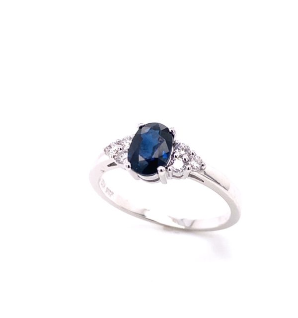 Ring Weißgold 585/000 mit Safir und Diamant