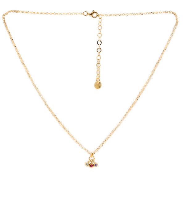 Buntes vergoldetes Collier in Silber 925/000 mit färbigen Zirkonia