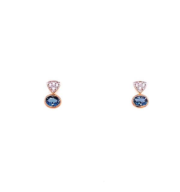 Ohrstecker Rosegold 585/000 mit Diamant und Topas