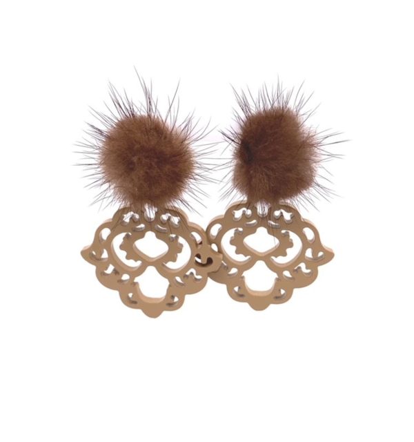 Ohrring Sophie cafe mit Pelz