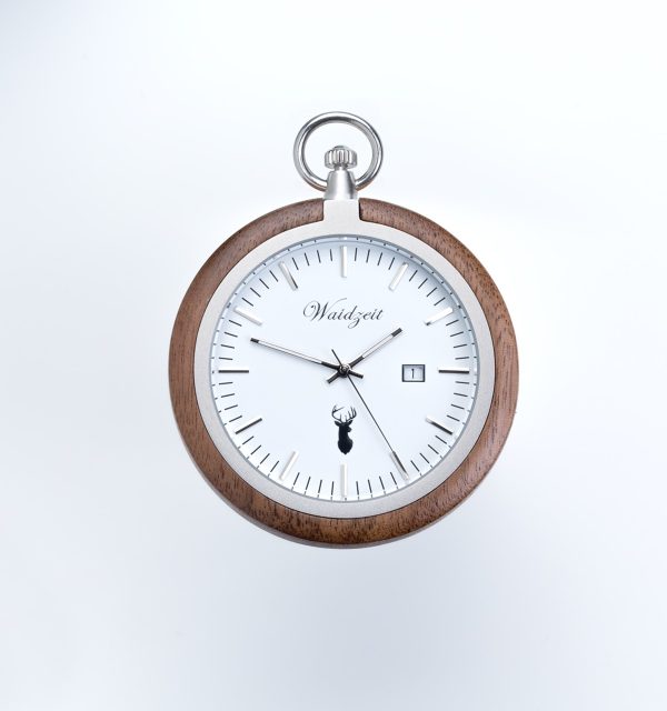 Waidzeit Taschenuhr Walnuss inkl. Uhrkette
