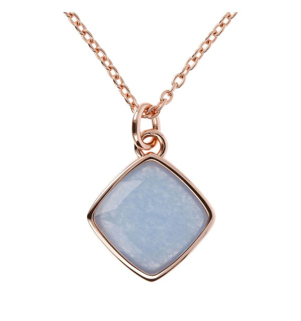 Bronzallure Kette Rosevergoldet mit blauem Quarz