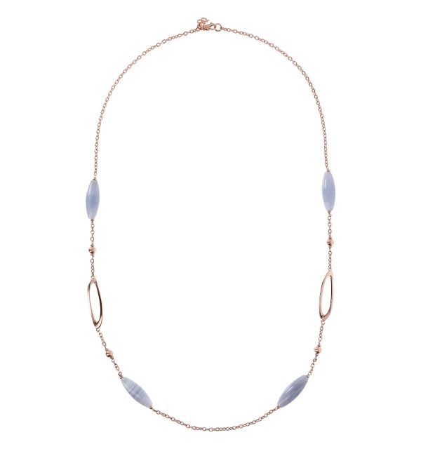 Bronzallure Kette Rosevergoldet mit hellblauen Steinen