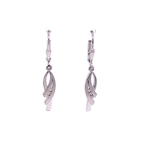 Ohrpendel Silber  925/000 mit Zirkonia teilmattiert