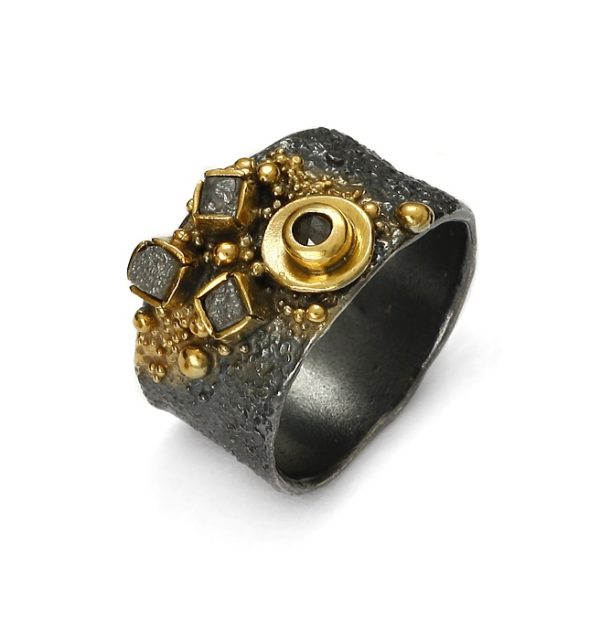Ring aus Silber 925/000 mit Rohdiamant